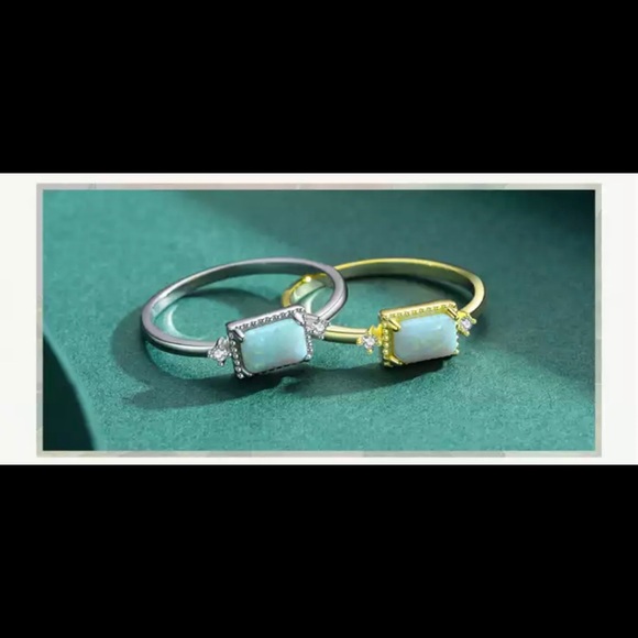 🌟HP🌟New 925 Sterling Silver Jewelry Set Natural Opal Ring & Earrings size7 - Picture 10 of 15